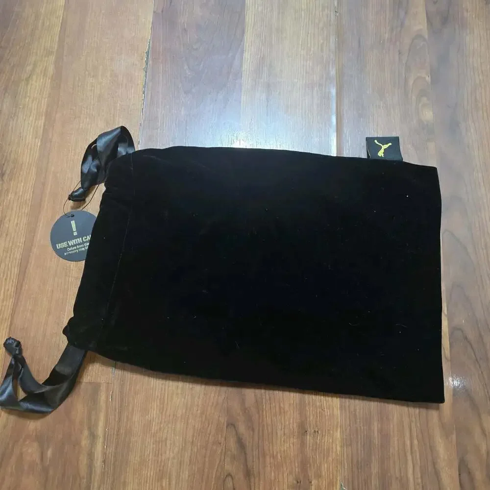 Fenty Puma Shoe Dust Bag Black Velvet Satin Drawstring Embroidered New with tag